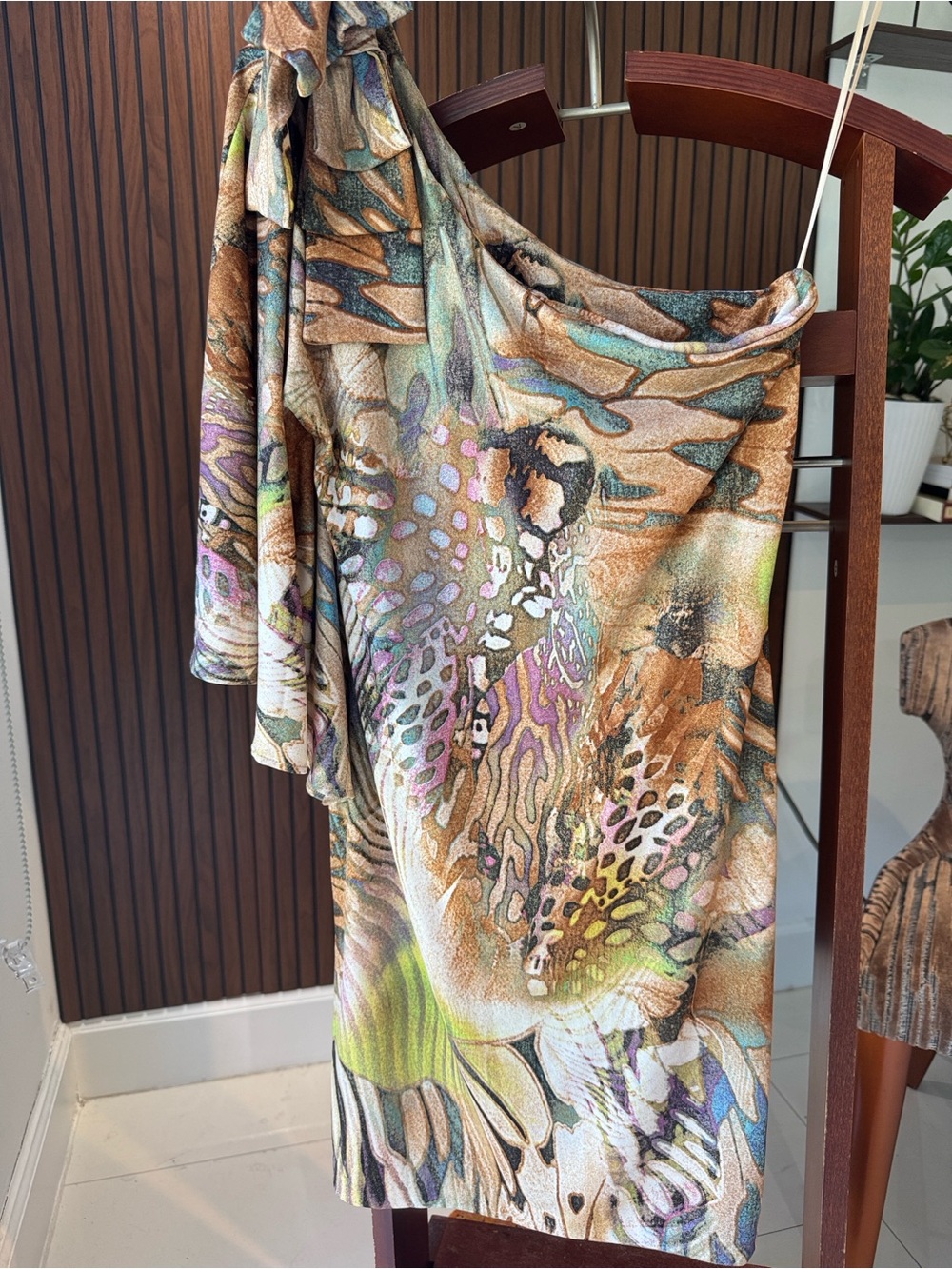 Cache One-Shoulder Abstract Print Ruched Mini Dress Size S - Picture 6 of 7